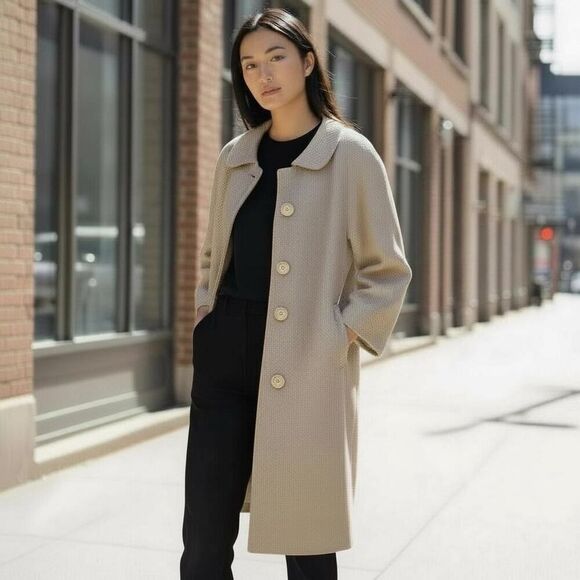 Balmain Jackets & Blazers - Balmain Paris 100% Cashmere Woven Coat Beige size 4/6